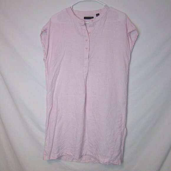 Saks Fifth Avenue Linen Shift Dress Medium Light Pink Sleeveless Buttons - Picture 1 of 5